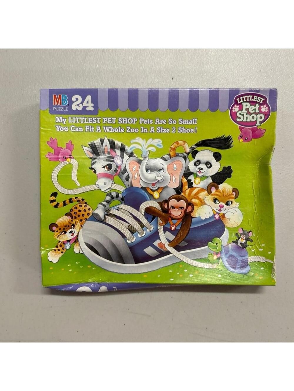 Vintage LITTLEST PET SHOP Pets So Small Shoe 24 PC Puzzle Milton Bradley 1993 MB
